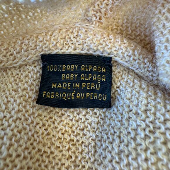 Bobby Jones Baby Alpaca Pullover Sweater Men's Size L Creamy Yellow Made in Peru - Picture 9 of 11